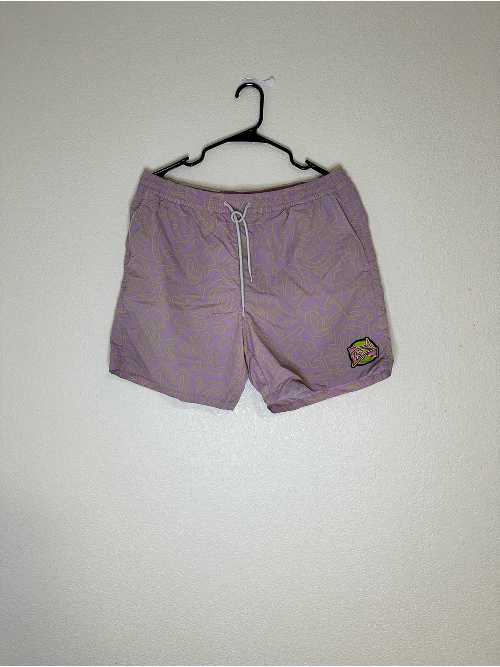 Men's Lavender Athletic Swim Shorts with Drawstring